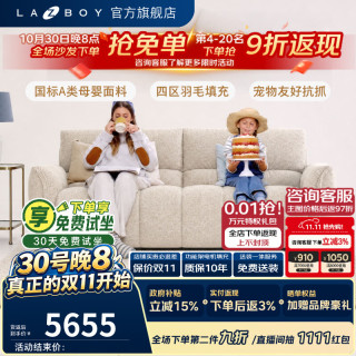 乐至宝 2026新款宠物友好绒布电动功能沙发客厅躺椅宠爱6106 【A类母婴级面料 | 耐磨】柔和米 三人位双电动 289cm 【经典款】