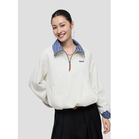 Gap logo刺绣撞色半拉链宽松抓绒卫衣2SS623062