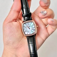 Folli Follie 腕表女士欧美表轻奢气质小众玫瑰金镶日历钻石英手表女 金黑色