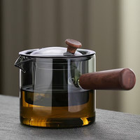 侧把玻璃煮茶壶加厚耐高温木把煮茶器侧把壶 透明直觉壶 550ml