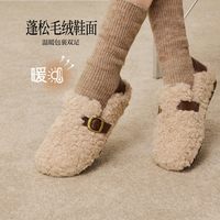 百思图 毛毛鞋时尚简约休闲加绒保暖女鞋F1183DH6Z