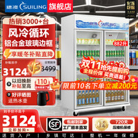 穗凌 风冷循环商用立式展示柜冷藏保鲜柜冰柜玻璃门饮料双门风冷循环868升内置LED灯长1.2米