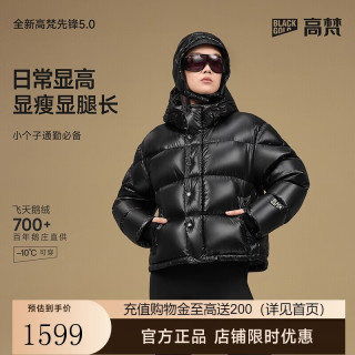 高梵 黑金鹅绒服先锋5.0四格小个子通勤女士冬季羽绒服 黑色 XL