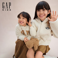 Gap 男女童春款logo仿羊羔绒卫衣 米色