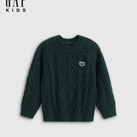Gap 男女童秋款刺绣logo针织衫 海军蓝