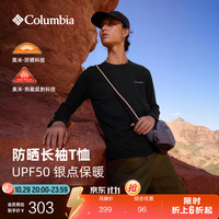 哥伦比亚 户外男子银点热能UPF50防晒旅行运动T恤XE9365 010黑色 亚太修身版型