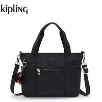 kipling 凯浦林kipling生日礼物男女新款轻便大容量出游通勤简约帆布包斜挎包 S-深黑色[可放13寸平板 8L容量]