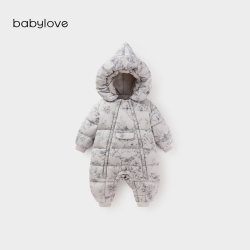 Babylove 宝宝羽绒连体衣冬季防寒外出哈衣婴儿无氟冬装