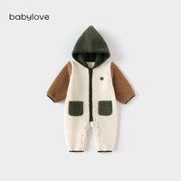 88VIP：Babylove 婴幼儿连体衣秋冬季加绒保暖连帽哈衣宝宝山系户外外出服