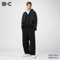 优衣库 宽松运动长裤/裤脚抽绳常规款男女装合作款482314 486303 486303/09黑色 L