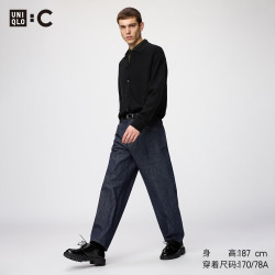优衣库 廓形长裤/牛仔风常规款男装女装合作款/休闲裤裤子488743 69 藏青色 35 /175/88A