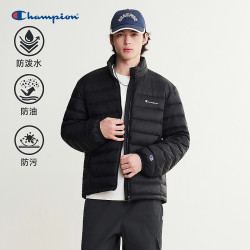 Champion 冠军轻薄羽绒服男26秋季新款轻量徒步排骨羽绒女 黑色 L
