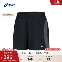 亚瑟士 男式跑步短裤舒适透气运动裤 2011D247-001 黑色/灰色 L