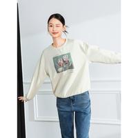 限尺码：La·go·go 春秋元气学院风休闲艺术风格通勤舒适落肩圆领卫衣女