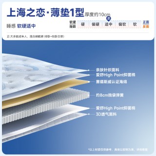 移动端：爱舒 上海之恋席梦思护脊腰椰棕独立弹簧偏硬卧室床垫
