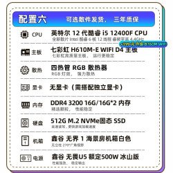 七彩虹 十二代酷睿版 组装电脑（白色、512GB SSD、酷睿i5-12490F、16GB、风冷）