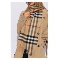 BURBERRY 经典棕色格纹100%羊绒男女围巾披肩