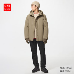 优衣库 弹力长裤/内里起毛常规款男装休闲裤裤子487265 09 黑色(内里起毛) S