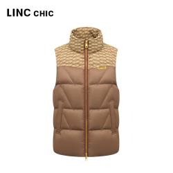 金羽杰 LINCCHIC金羽杰 秋冬复古潮流美德拉风保暖羽绒马甲女