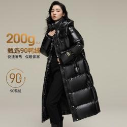 YAYA 鸭鸭（YAYA）极寒羽绒服女长款过膝宽松百搭加厚保暖东北外套KLZ 亮黑色 165/88A(L)