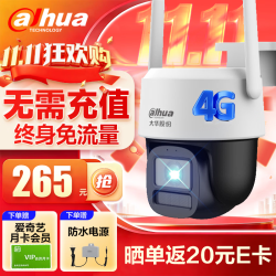 大华 dahua大华4G监控摄像头全彩夜视 400万像素4G终身免流量监控器无需连wifi 户外室外远程P4A升级款B4 J