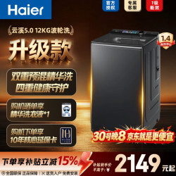海尔 云溪5.0 全自动波轮洗衣机12KG 直驱电机升级手搓洗3.0防缠绕 搓洗3.0+净护精华洗+智能投放
