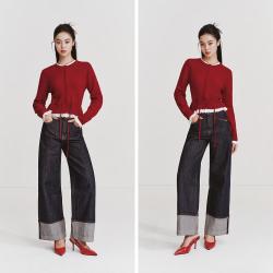 森马 气质通勤女毛衣外套法式蕾丝花边春季针织开衫显瘦休闲百搭针织衫