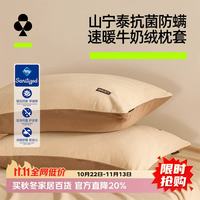 YOUKESHU A类抗菌防螨加厚牛奶绒枕套 双面高克重暖绒抗静