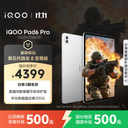 iQOO Pad6 Pro 第五代骁龙8至尊版 银翼 12GB+256GB 平板电脑