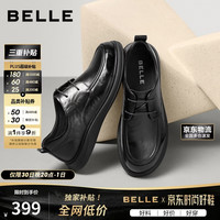 百丽 质感商务休闲皮鞋男牛皮通勤上班鞋A2323AM6 黑色-系带 41