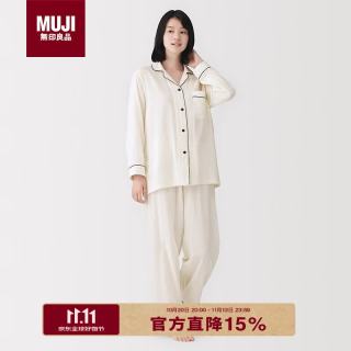 無印良品 MUJI 无侧缝双层纱织 米白色 M 睡衣家居服套装