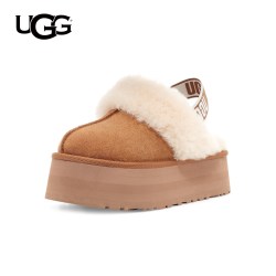 UGG 女士舒适时尚包头厚底LOGO松紧带茸茸休闲便鞋 1113474 栗色 41