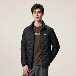 DKNY 秋冬鸭绒男士羽绒服休闲开衫方块格羽绒服男