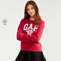Gap 女装冬季logo胶印抓绒宽松卫衣休闲时尚上衣美版800444