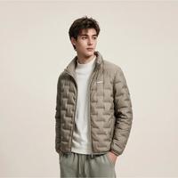 DKNY 秋冬鸭绒男士羽绒服休闲开衫方块格羽绒服男