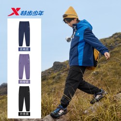 特步 童装儿童加绒工装裤青少年保暖运动裤2026秋冬款童装男童裤子
