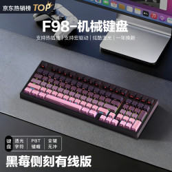 普罗技（G）同款磁轴机械键盘98键电竞游戏办公专用麻将音gasket客制化结构侧刻RGB有线游戏键盘 黑莓侧刻-混光有线版 