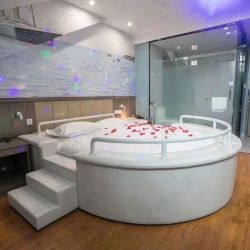其它 情侣主题酒店水床圆床多功能全自动夫妻助力震动床民宿家具床+一体边框恒温水床垫 1800mm*2000mm