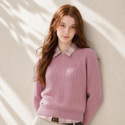 TEENIE WEENIE 小熊 女装四季绞花针织衫春秋季保暖套头圆领毛衣
