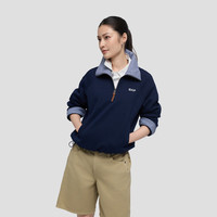 Gap 女装logo刺绣撞色半拉链抓绒卫衣