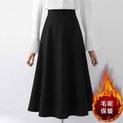 ICE 毛呢伞裙半身裙女2026秋冬季款半裙百搭气质裙子高级感中长裙
