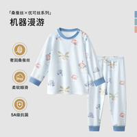 贝肽斯 儿童保暖内衣 冬季桑蚕丝宝宝衣裤季男童女童衣套装 机器漫游 80 cm