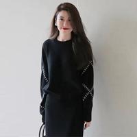 JK&JS 秋冬慵懒氛围感宽松显瘦针织套装两件套中长款裙子女2026新款
