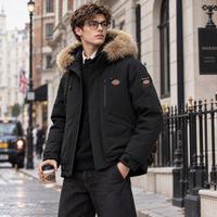 Dickies 冬季美式工装风连帽可拆卸毛领棉衣男女保暖