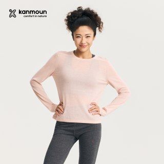瞰山kanmoun美利奴羊毛t恤女户外保暖打底衫运动健身上衣休闲长袖