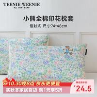 国家补贴：TEENIE WEENIE A类全棉枕套100%纯棉枕头套两个装防污防头油枕芯罩一对 48*74cm
