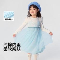 巴拉巴拉 甜美高级感儿童裙子女童假两件公主裙中童精致网纱裙春夏款连衣裙