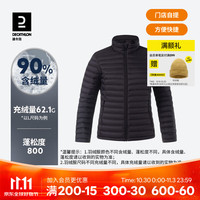 迪卡侬 冬季羽绒服短款轻薄薄外套户外运动保暖防风滑雪内胆FOR1 TREK100 女士-经典黑 M