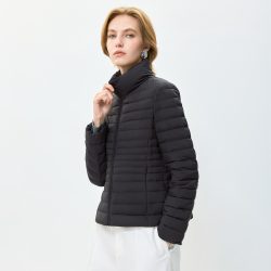 LILY 李沁代言LILY2026秋新款修身显瘦立领通勤90鸭绒排骨羽绒服女短款 510黑 M