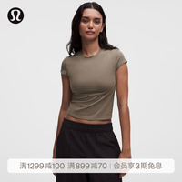 lululemon 丨女士棉混纺短款短袖 T 恤 LW3ILWS 深卡其 XS